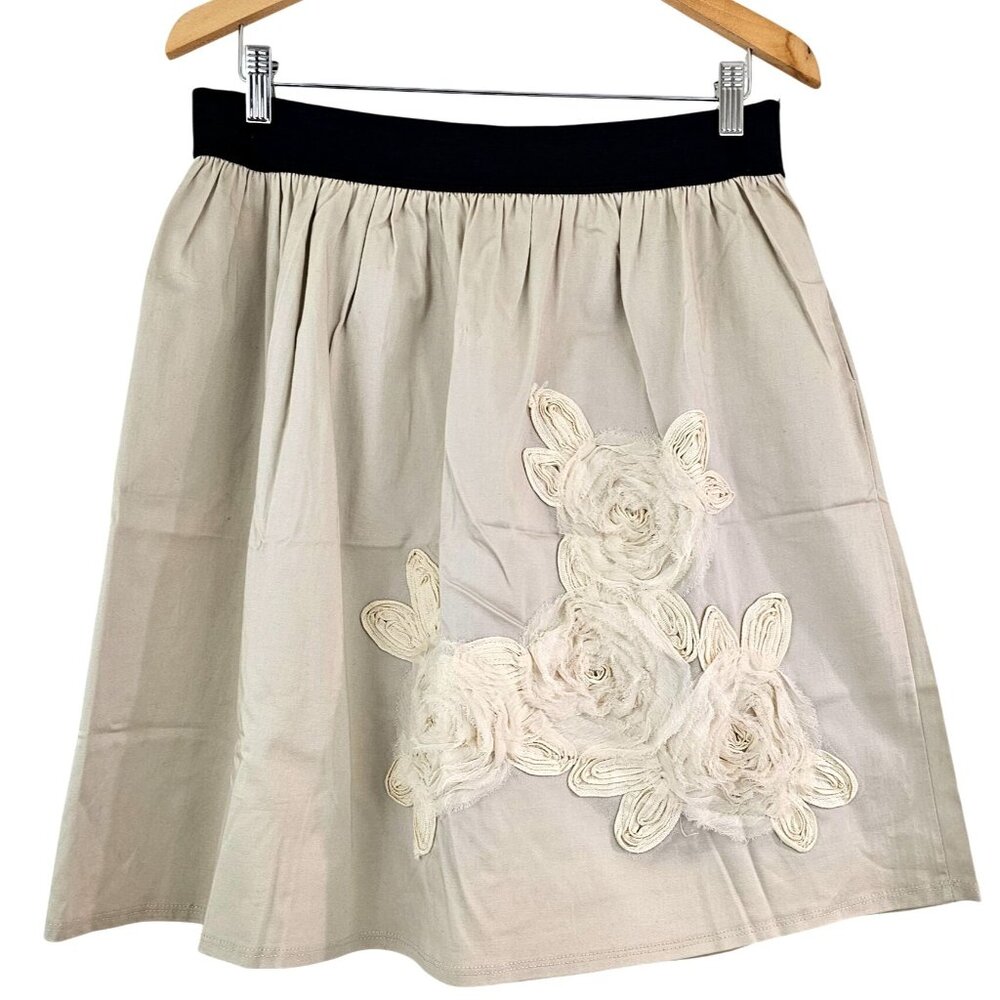 American Sz 3X Floral Rosette Appliqués Ecru Skirt Pockets Romantic Party Fairy